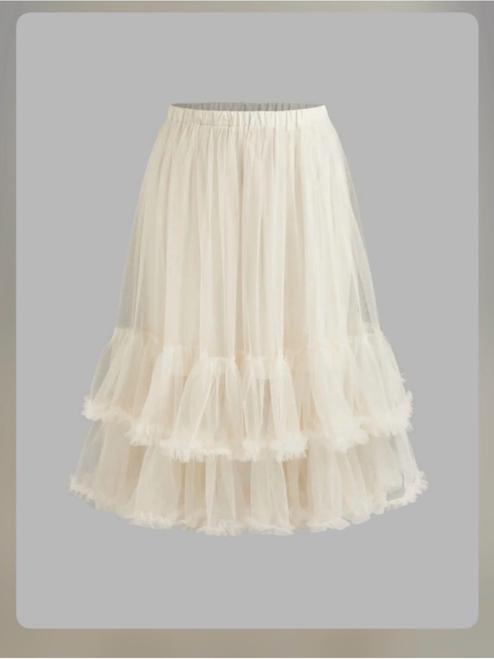 Cider Ivory Layered Tulle Midi Skirt